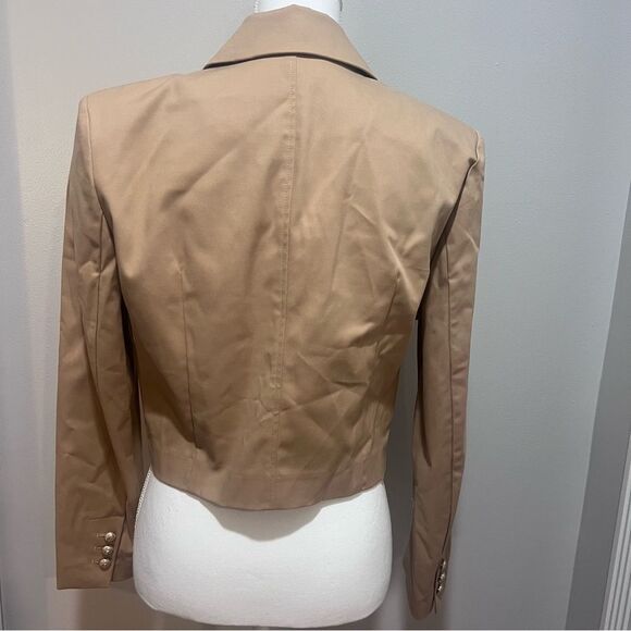 NWT GENERATION LOVE KARL GABARDINE BLAZER TAN size large women cropped - Picture 7 of 14